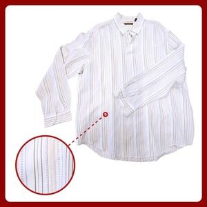 Cubavera Men's XXL Linen Blend Striped Button Down Shirt Long Sleeve Blue Green